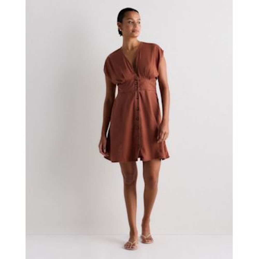 Quince Rust Button-Front Short Dress